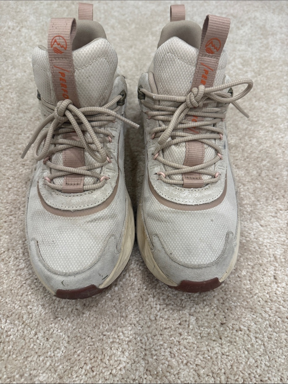 Timberland Beige and Pink Lace-Up Athletic Sneakers